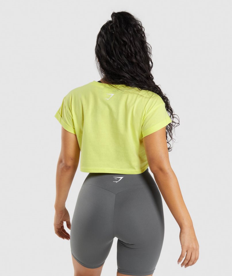 Przycięte Topy Gymshark Fraction Damskie Żółte | PL 831GRY